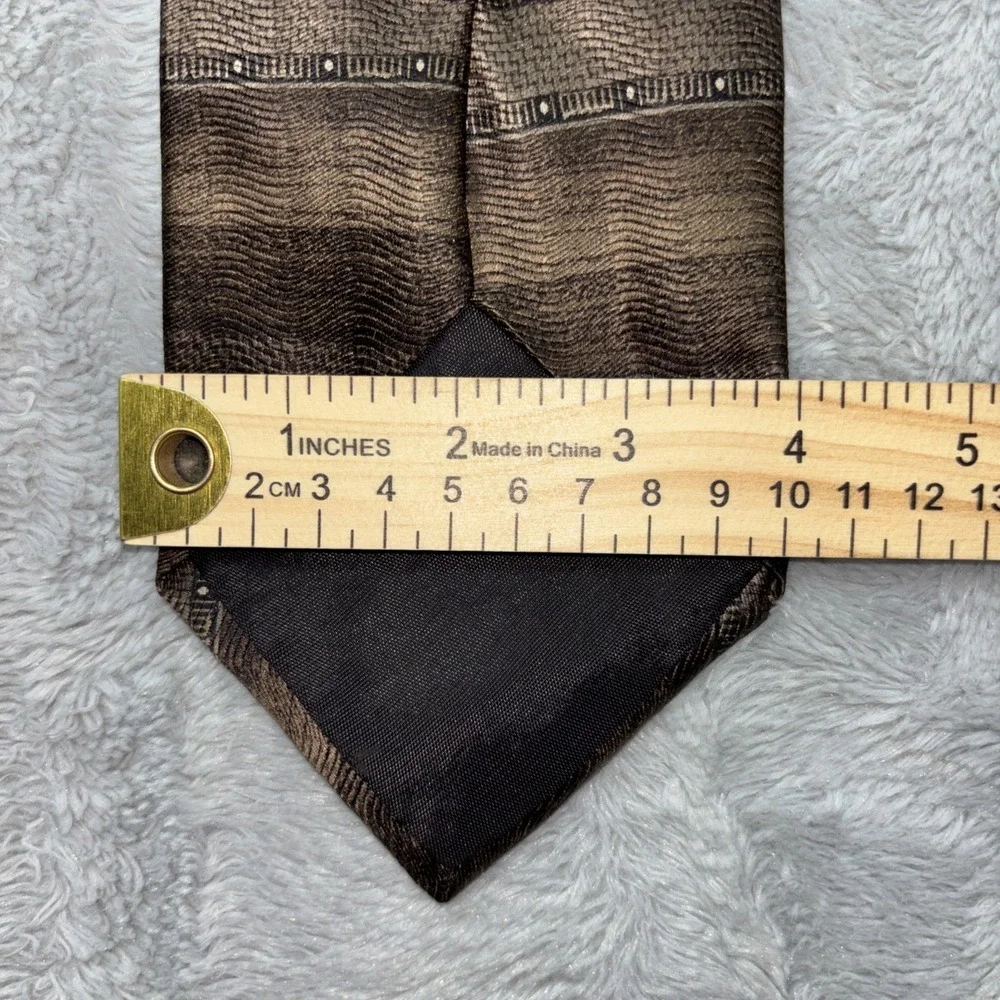 J. Ferrar Brown Multicolor Earth‎ Tone Striped Made In USA Silk Tie 56